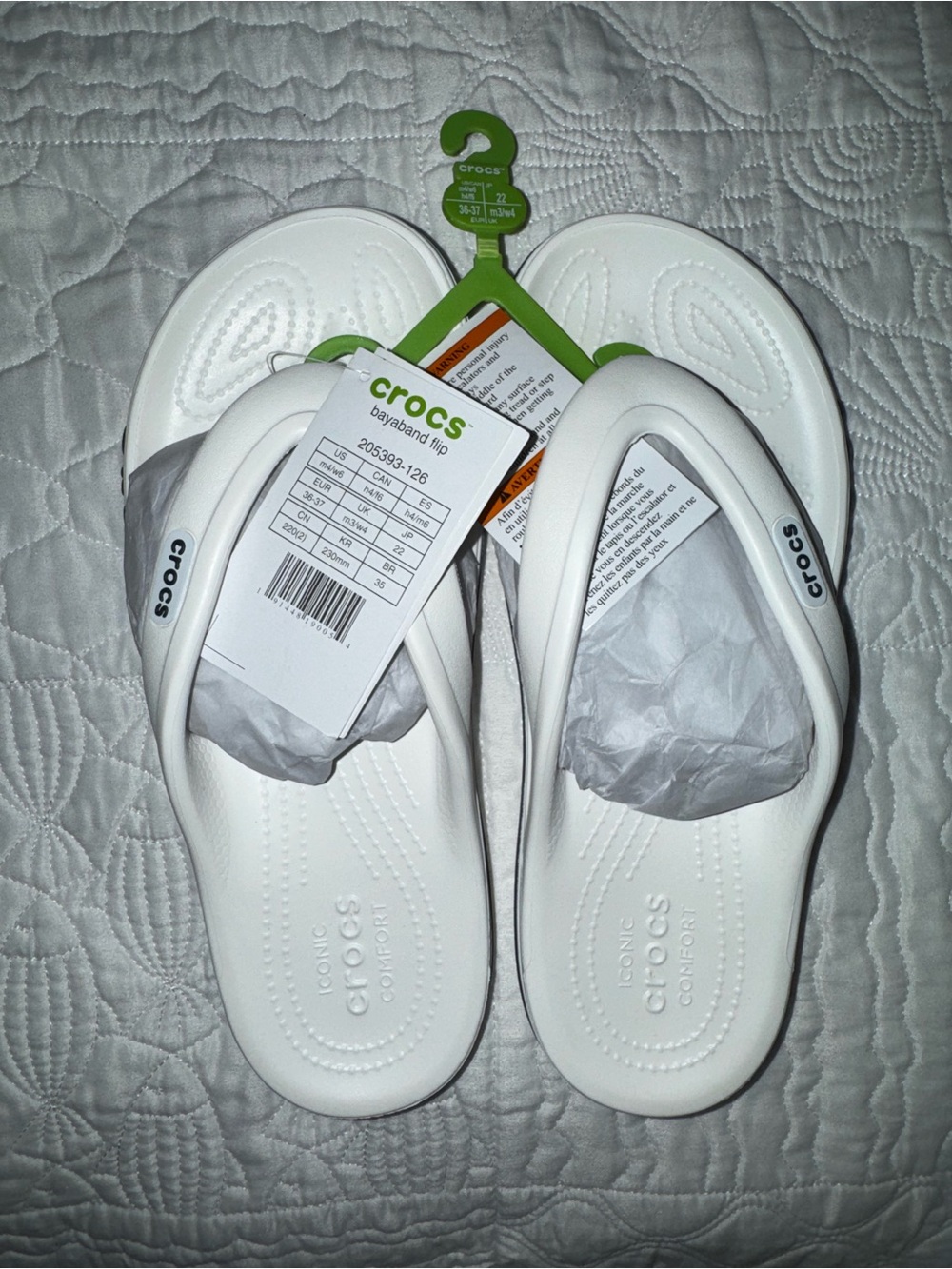 CROCS White Bayaband Flip Flops